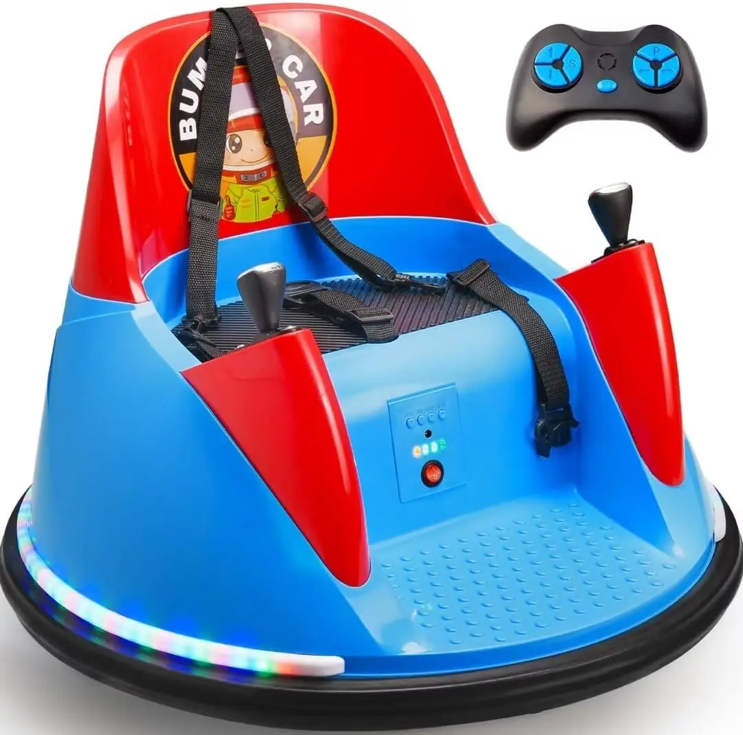 

12V Bumper Car for Kids Toddler 1.5-6 Years with Remote Control Bluetooth Music 3 Speeds DIY License Plate Electric Ride on Toys