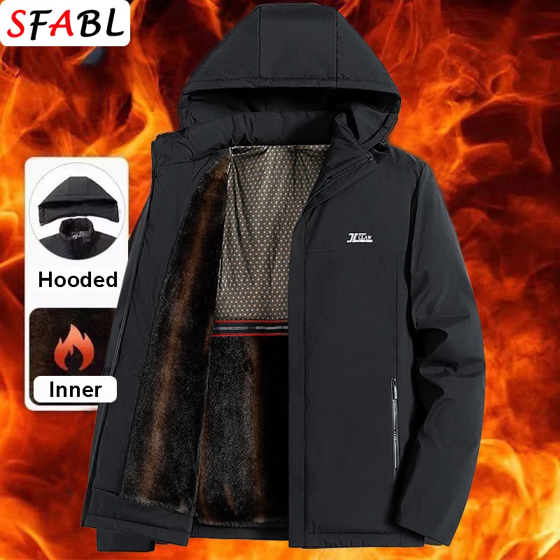 

Зимняя парка с капюшоном на флисовой подкладке, мужская зимняя куртка, пальто с карманами на молнии, зимние куртки для мужчин, зимние пальто L-3XL