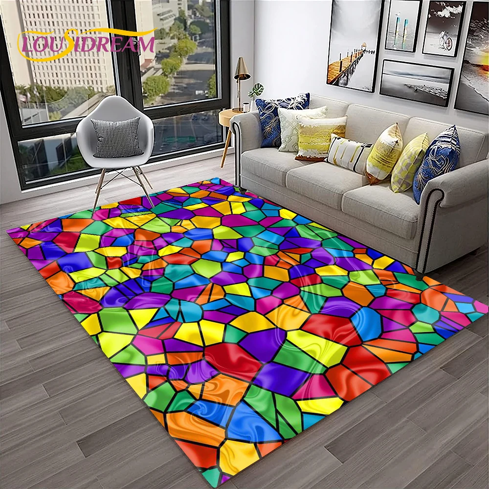 

Colour Rainbow 3D Illusion Vision HD Carpet Rug for Home Living Room Bedroom Sofa Doormat Decor,kids Area Rug Non-slip Floor Mat