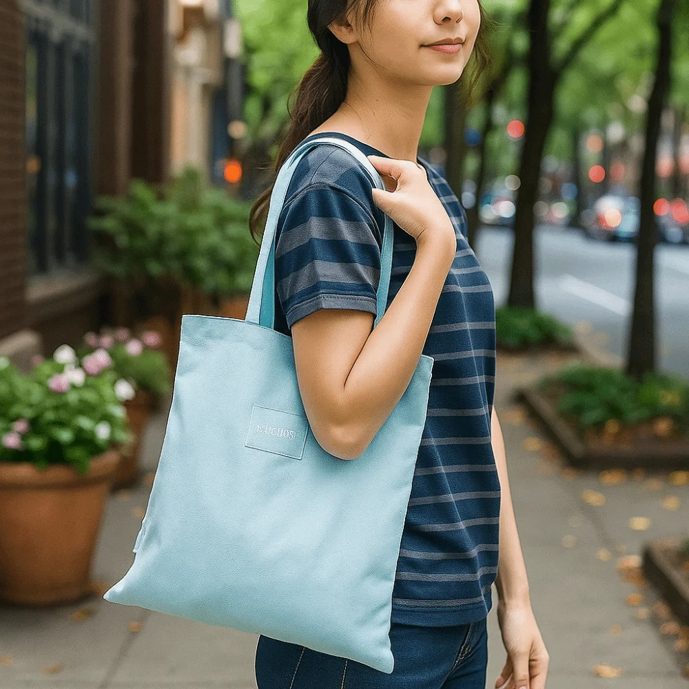 Creative Eco-friendly Canvas Cloth Bags Lightweight Exquisite Double-sided Bags Reusable Folding Shopping Bags Daily Use