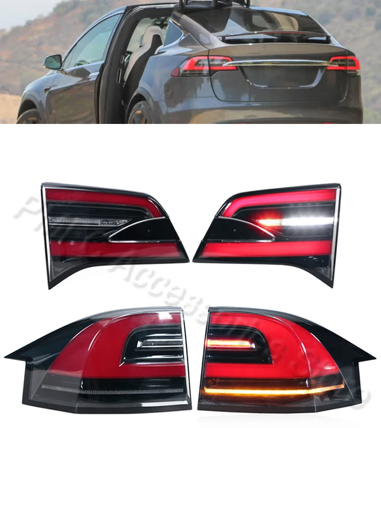 Auto Achterlicht Montage Achter Richtingaanwijzer Remlicht Achteruitrijlicht Voor Tesla Model X 2015-2020 1034338-00-B 1034334-00-B - afbeelding 2