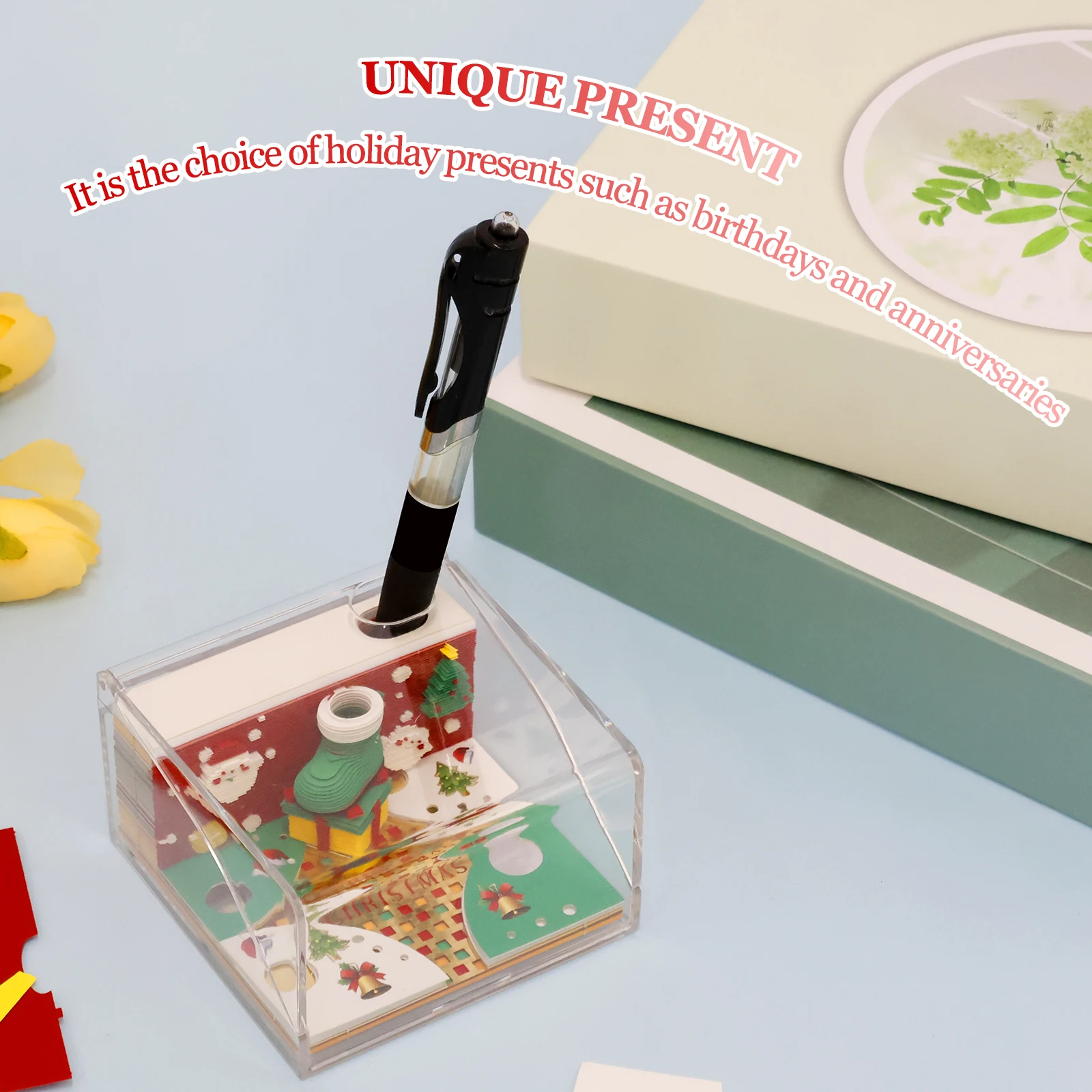 ثلاثية الأبعاد الفن التقويم مذكرة الوسادة 2026 الإبداعية المسيل للدموع بعيدا ثلاثية الأبعاد أجندة مكتبية /رزنامة مكتبية المفكرة مع مصباح ليد غير لاصقة ورقة نحت المفكرة ديكور #2