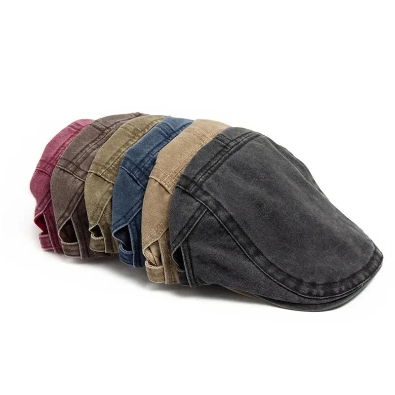 Vintage Washed Denim Beret Hat Retro American Street Forward Cap Painter Newsboy Visor Cap Unisex Beret Dressing Accessories