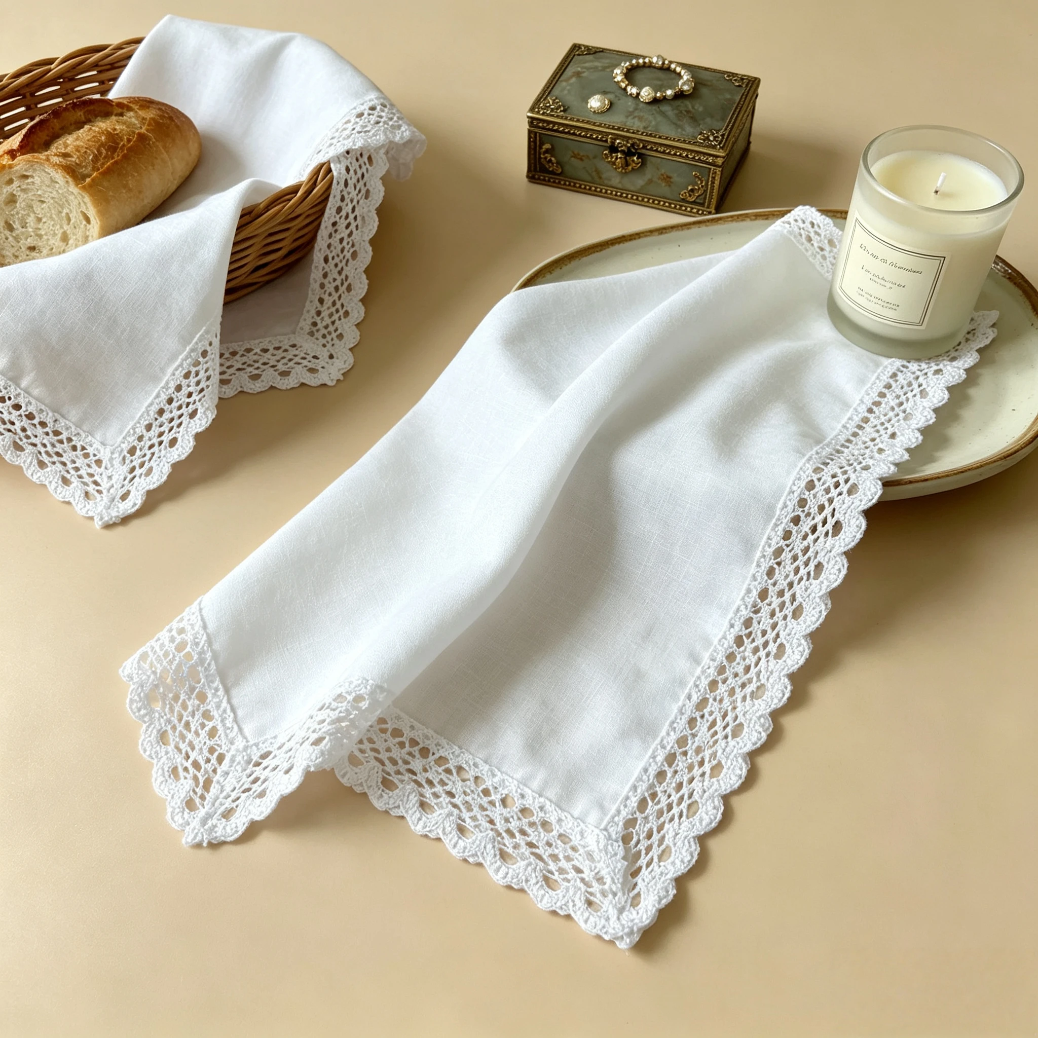 3/6er-Pack 33,5 cm/13,18 Zoll Dünne Reine Baumwolle Weiße Spitzen-Taschentücher Unisex Hochzeits-Andenken – Detail 10