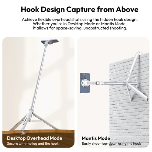 Imagen 2 del producto Ulanzi TT88 palo de Selfie en la cabeza trípode inalámbrico Magsafe y Clip de teléfono para iPhone 16 15 14 13Android con gancho para disparar en la cabeza