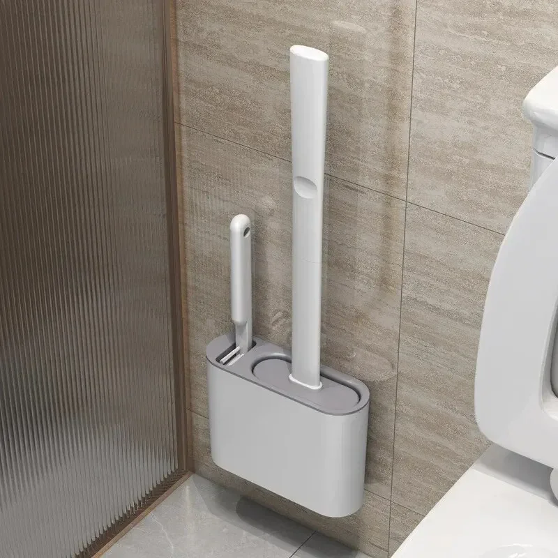 

Bathroom Double-use Household Non-dead Angle Silicone Brush Toilet Toilet Brush Wall Cleaning Tool Wall Hanging Set