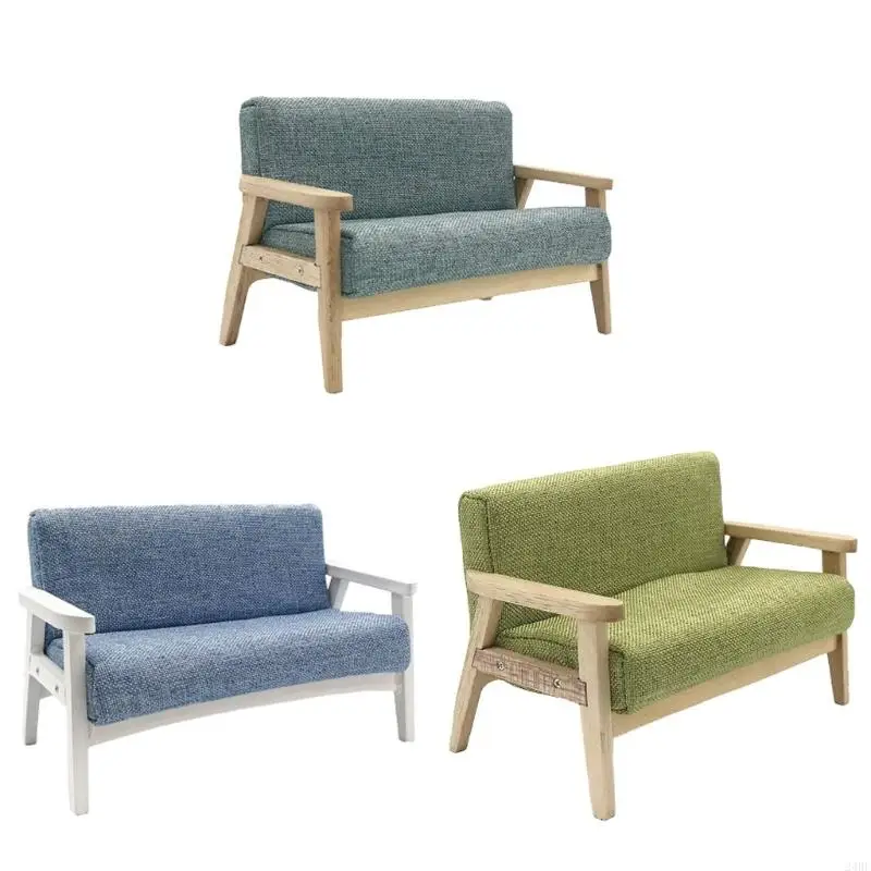 

24BE Living Room Loveseat Sofa Model Realistic Vintage Life Scene Doll House Pretend Game Furnishings Couch Miniature