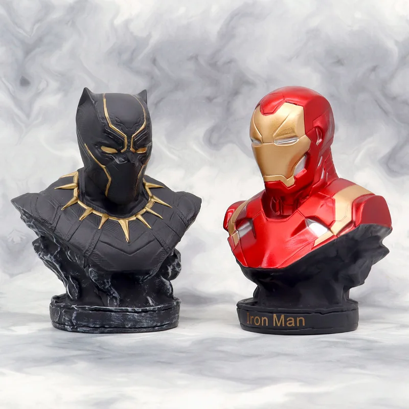 16cm Anime  Avengers Figure Black Panther Iron Bust Profile Doll Pvc Model Toy Children Birthday Christmas Gift Birthday