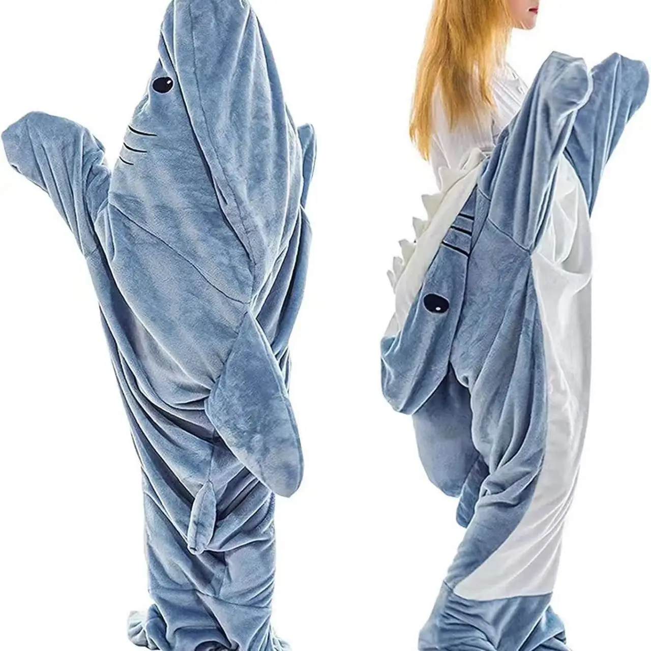 Shark Jumpsuit Pajamas Sweethearts Animals Cartoon Pajama Home Furnishing Keep Warm Flannel Sleeping Bag Winter Household Robe