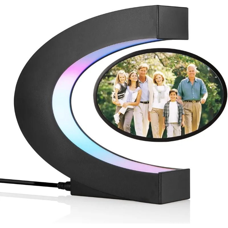

Levitating Photo Frame Floating Rotating Picture Frame Lights Display Night Light Home Office Desk Decor Wedding Birthday Gift