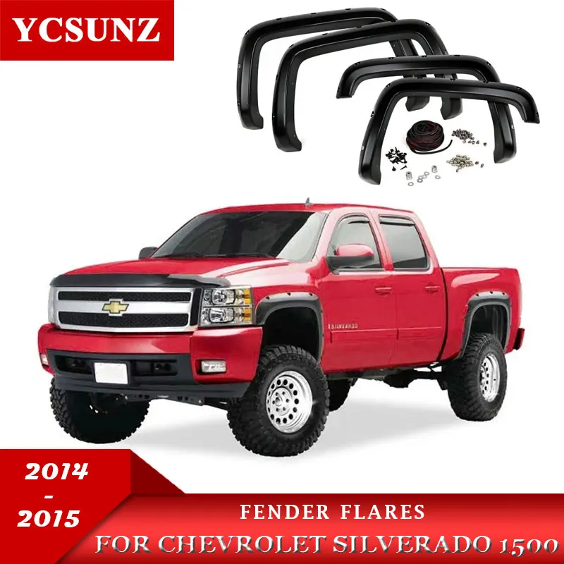 Wheel Arch Mudguards Fender Flares For Chevrolet silverado 1500 2014 2015 fender flares With Bolt Nuts Pickup Truck Ycsunz