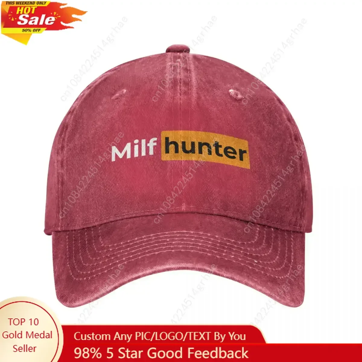 

Funny Milf Hunter Baseball Caps Vintage Distressed Washed Headwear Unisex Outdoor Activities Gift Hats Cap