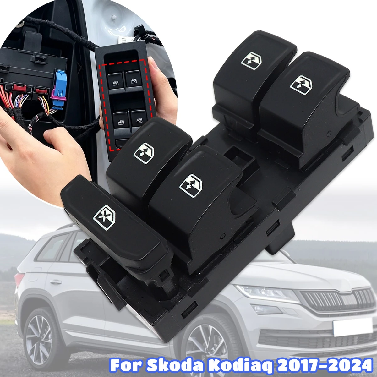 Master Power Window Control Switch 8Pins Front Driver Door Electric Window Lifter Button Assembly For Skoda Kodiaq 2017 - 2024