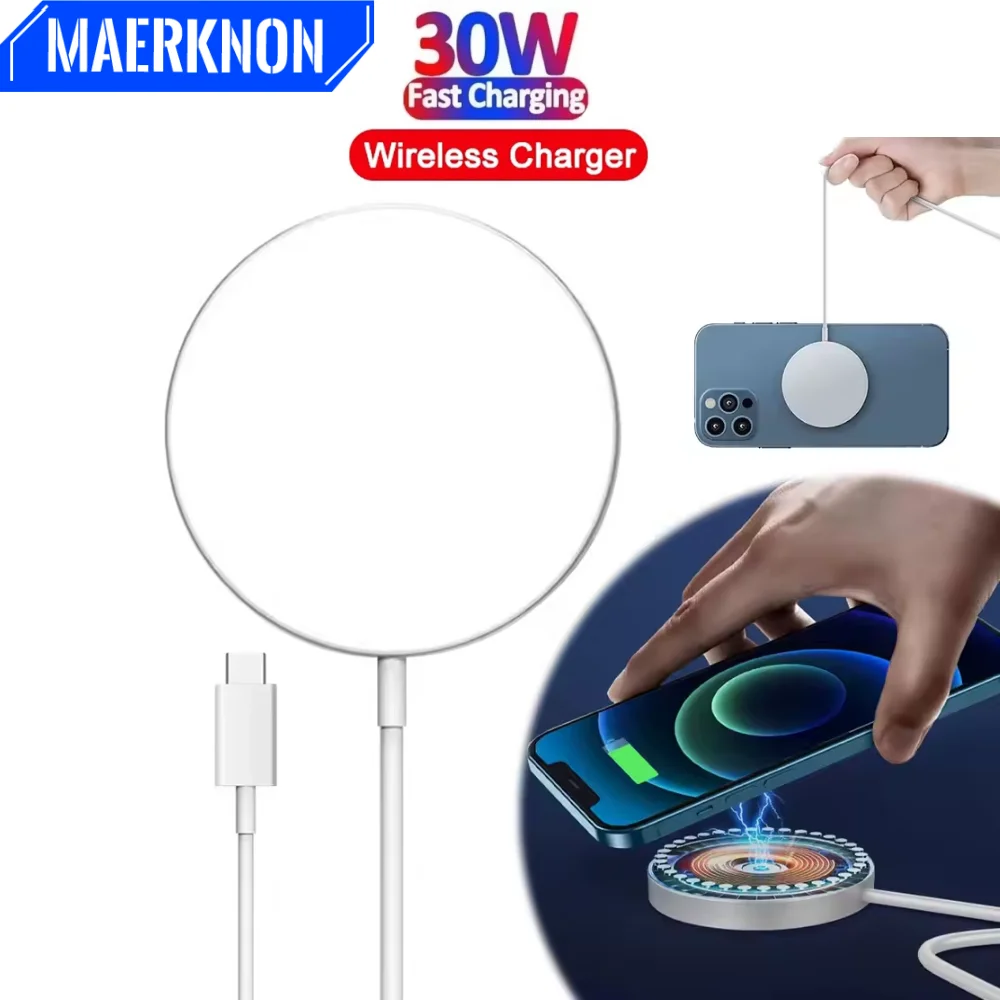 

30W Wireless Charger Magnetic Fast Charging Dock Station with Type C Adapter PD Charging Cradle Dock For iPhone Pro Max AirPods