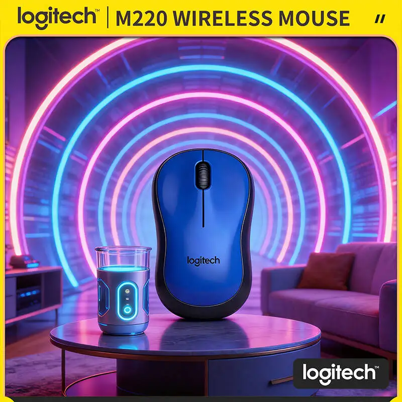

Беспроводная тихая мышь Logitech M220, стабильное соединение 2,4 ГГц, компактный размер, диапазон 10 м для офиса, путешествий, дома