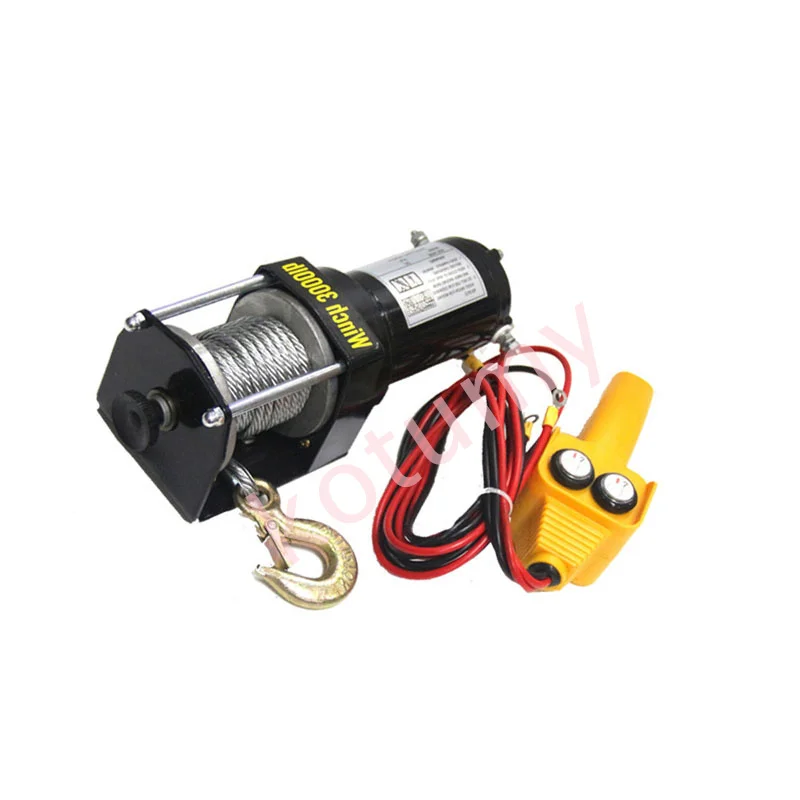 Imagem -04 - Guincho Elétrico com Controle Remoto com Fio para Reboque Corda de Aço Jipe Off-road Suv 12v 24v 3000lbs