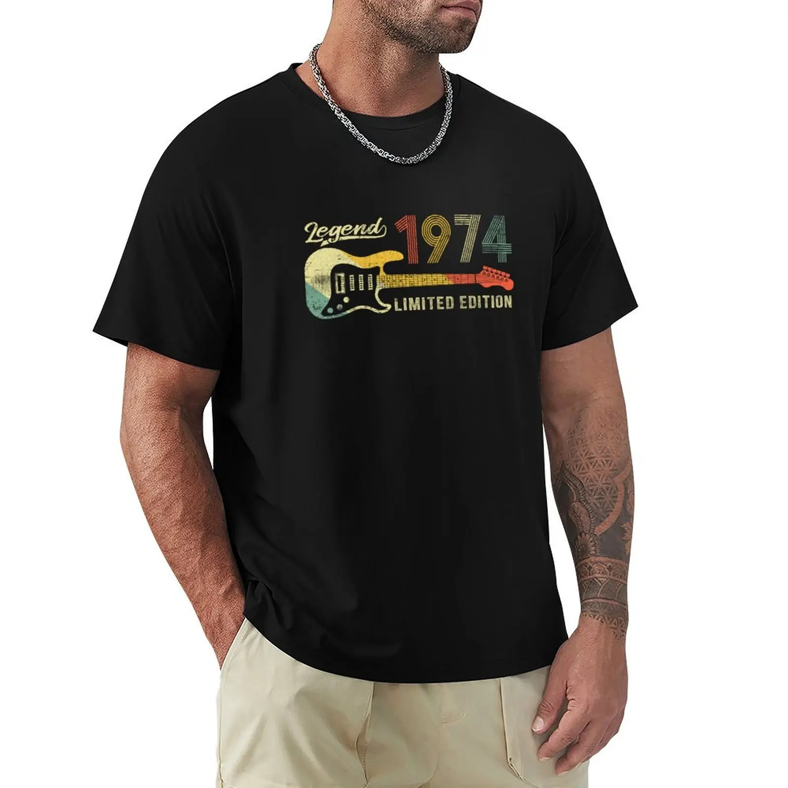 

Guitar Lover 1974 Birthday Gift Idea Vintage Guitarist Bday T-Shirt Anime t-shirt clothes sweat men tshirt