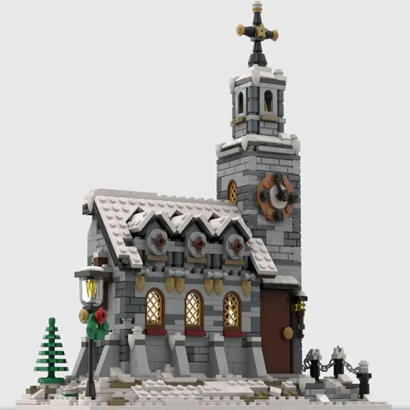 1074PCS Building blocks MOC-58208 Christmas Winter Cottage Church set Mosaic building Street View series made in China