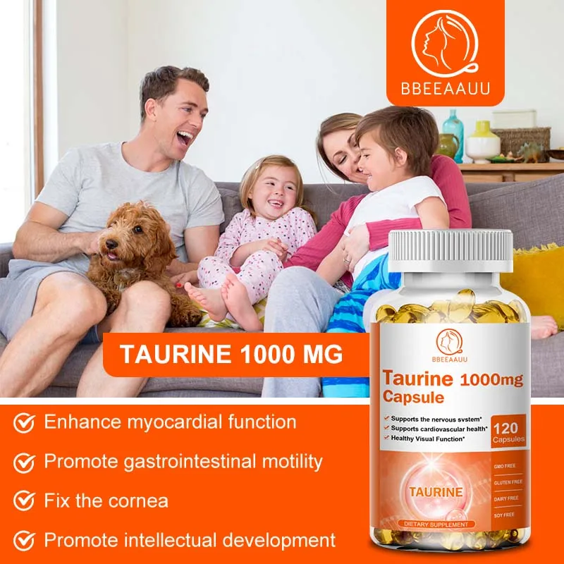 BBEEAAUU 1000mg Organic Taurine Capsules Nervous System and Heart Blood Health Balances Heart Rhythm Memory and Vision Heatlh