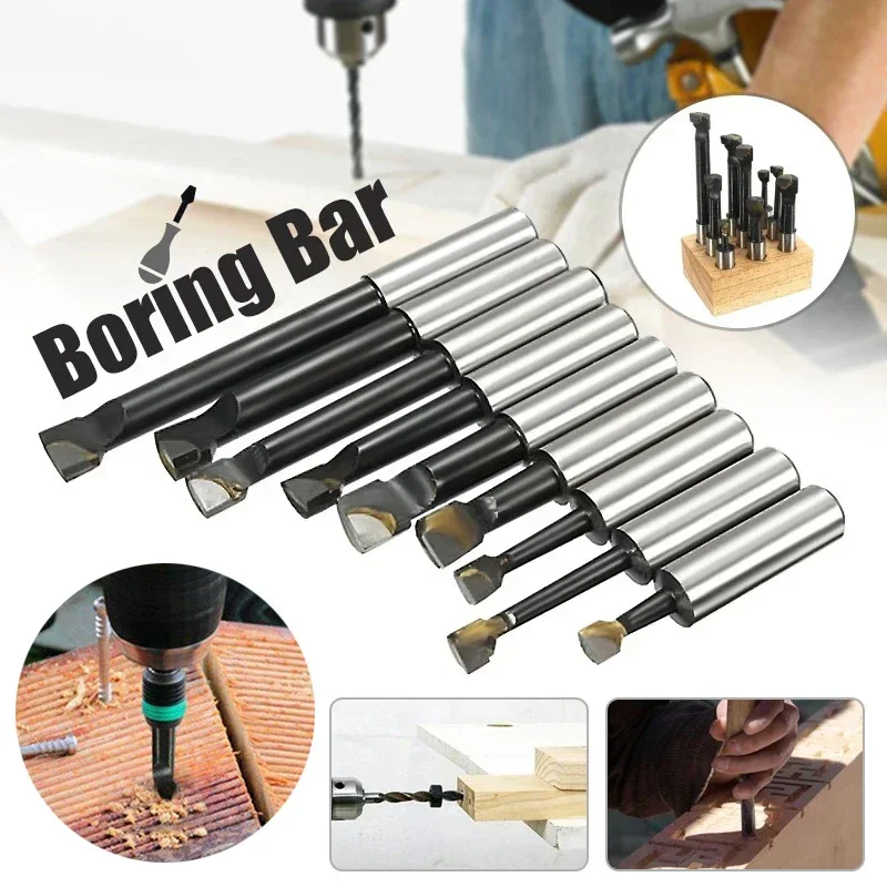 9Pcs Durable Hard Alloy Shank Boring Bar Set Carbide Tipped Bars CNC Milling Tools Kit Boring Cutter Head For Lathe Milling