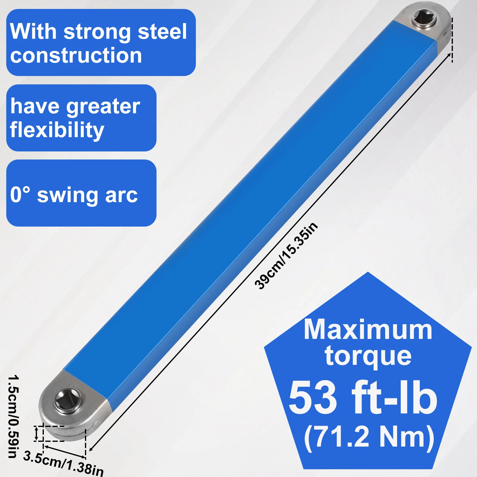 U50-High-Carbon Soquete De Impacto De Aço, Chave De Extensão De Deslocamento, Chave De Catraca Quadrada, 15.4in, 1 in, 4in, 3 in, 8in, 1 in, 2in