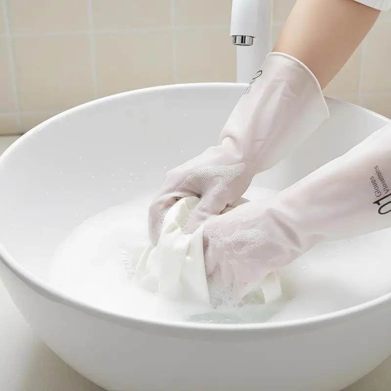 5 Paar wasserdichte Silikon-Haushaltshandschuhe mit rutschfestem Design und niedlichen Mustern für die Küche, zum Geschirrspülen und für alltägliche Hausarbeiten. – Detail 2