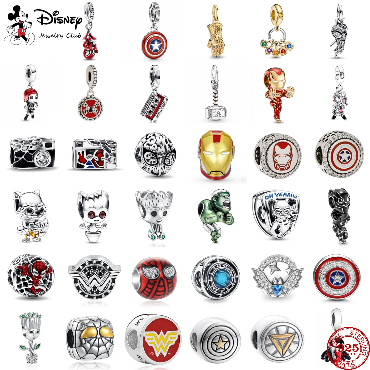 

Miniso Disney стерлингового серебра 925 пробы Diy Fine Charm подходит для оригинального браслета «Человек-паук» из фильма, аниме, очаровательные бусины «Человек-паук»