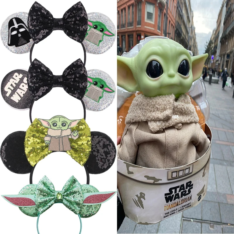 Lucasfilm STAR WARS Hair Band Girls Bow Sequins Hairbands For Women Master Yoda Headband Baby Youda Disney Hair Accessories Gift