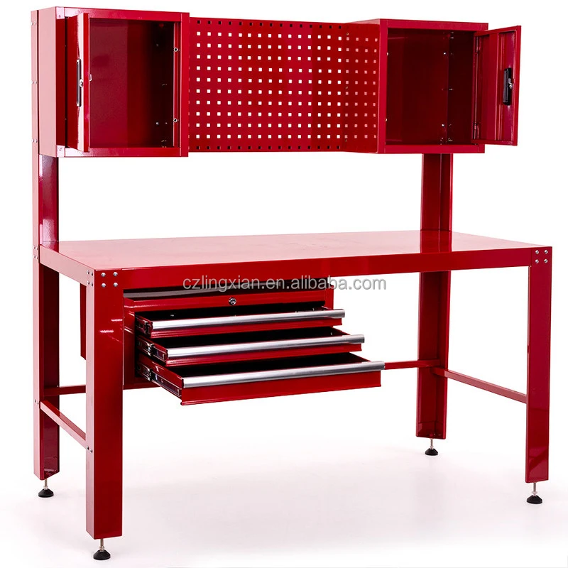 Wholesale Tool Cabinet Industrial Work Bench With 3 Drawer & Cabinets For Workshop Garage