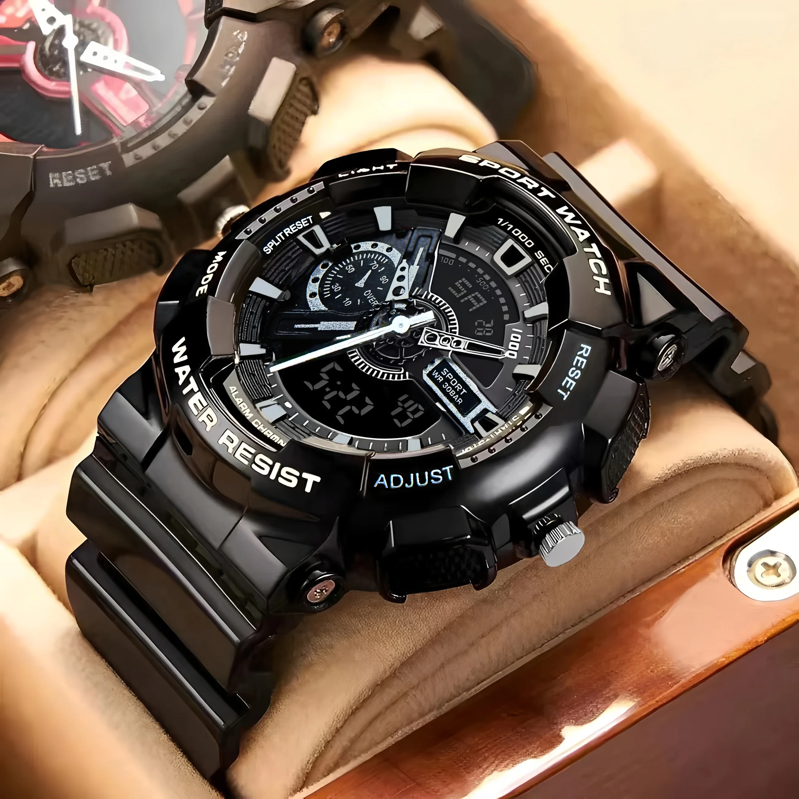 

Unisex student youth sports digital watch men's dual dial LED alarm clock watch trendy and fashionable