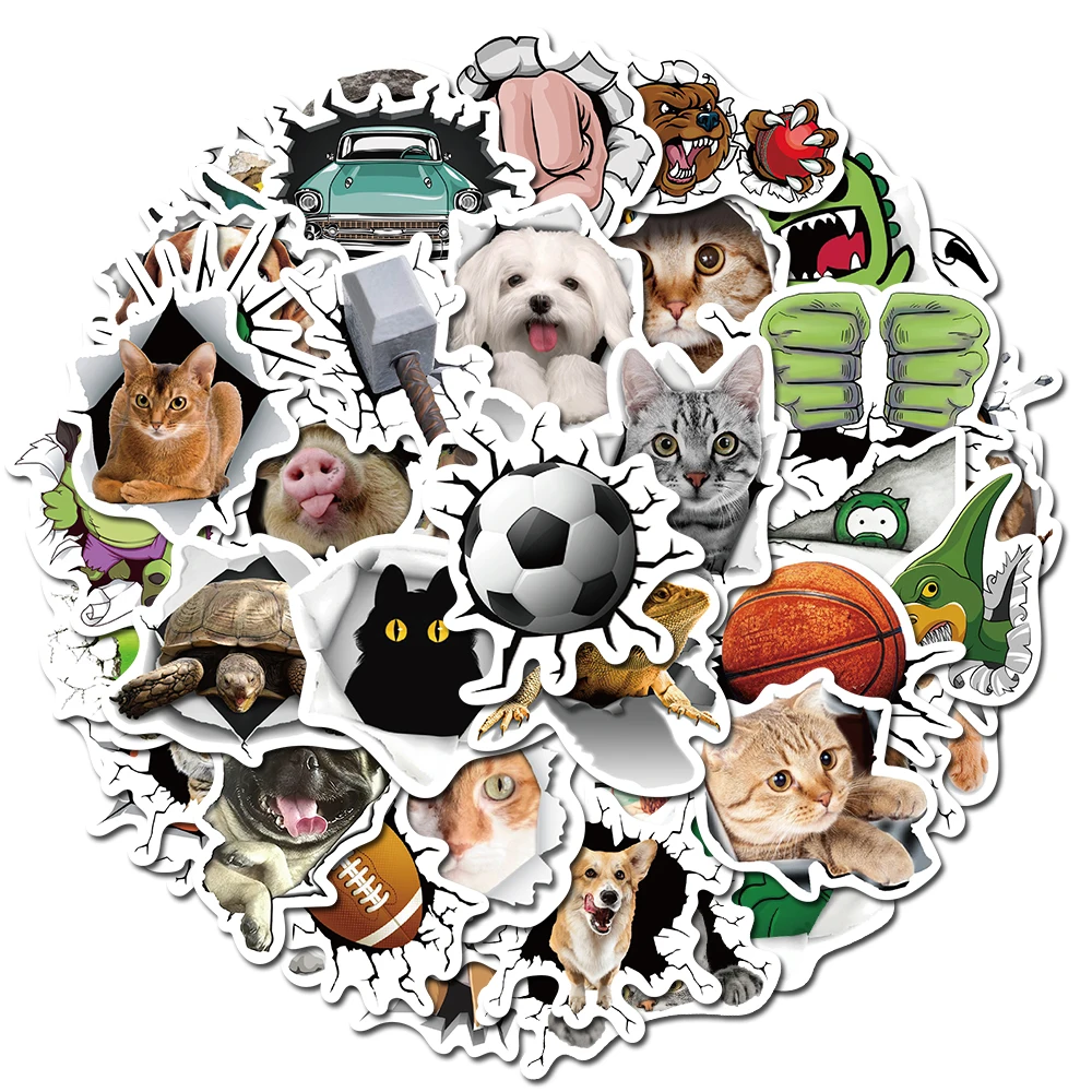 10/30/50pcs Funny 3D Animals Cute Cat Meme Stickers Decals Decoration Phone Skateboard Laptop Bike Motorcycle Wall Sticker Toys