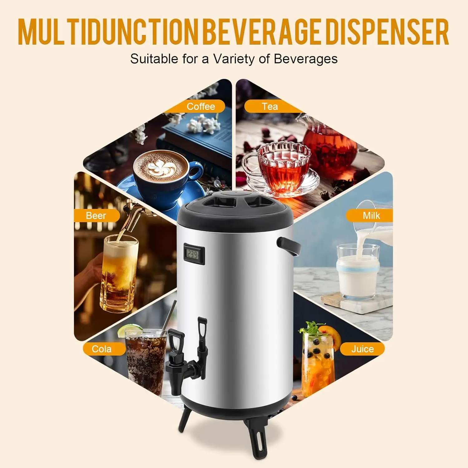 

Insulated Beverage Dispenser, 12L/ 3.17Gal Thermal Hot and Cold Beverage Dispenser,Stainless Steel Insulated Hot Drink Dispenser