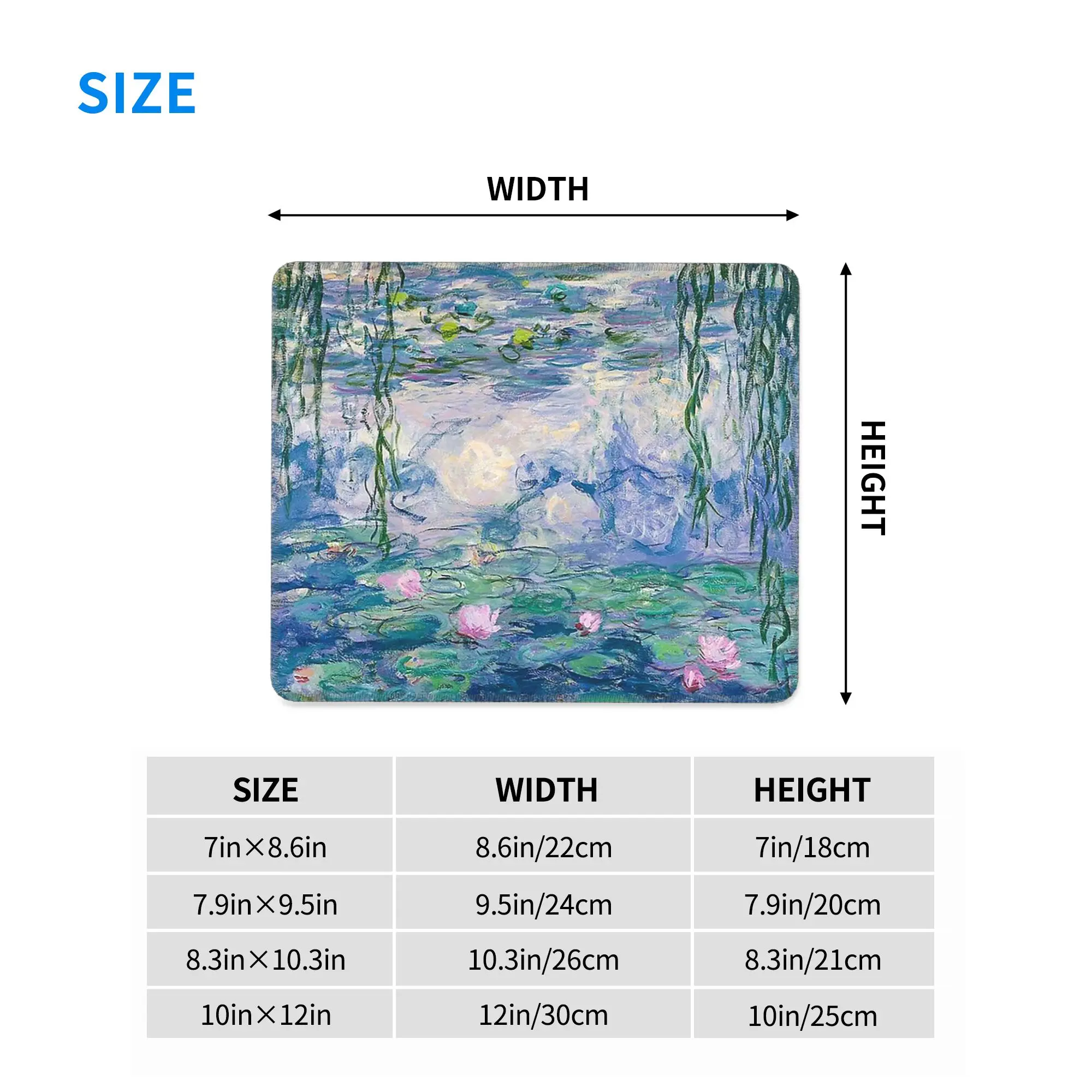 Water Lilies Claude Monet Fine Art French Painter Art Mouse Pad Computer Keyboard Mouse Mat Gaming PC Laptop Desk Mat Table Mats
