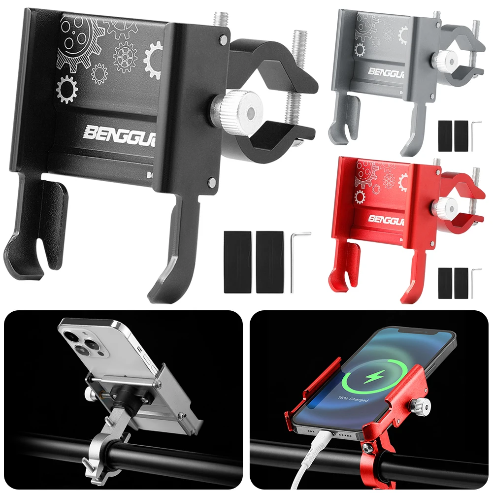 Bike Phone Support Bracket Aluminium Alloy Mobile Phone Stand Bracket 360 Degree Rotation Shockproof Cycling Equipment image 6