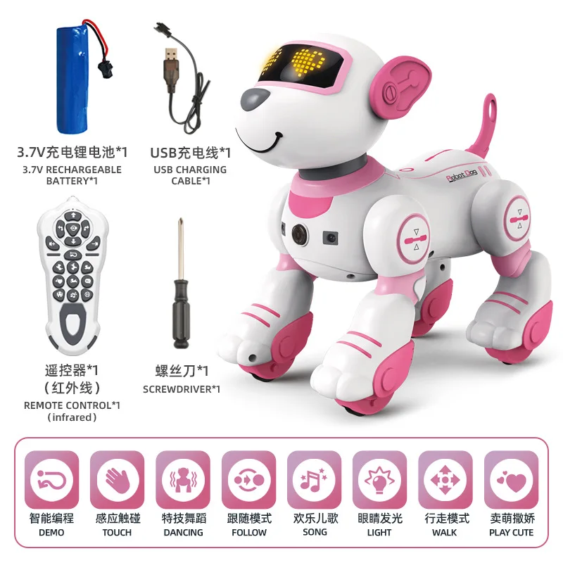 2025 AI Smart Robot Dog - Control de voz, detección táctil, juguete para mascotas programable, regalo para niños y niñas (baile RC)