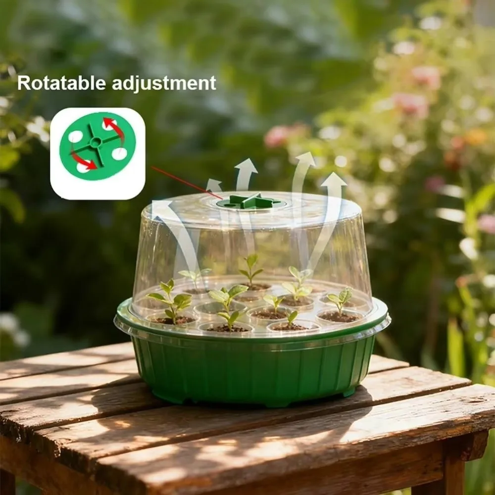New Clear Lid Seed Starter Tray Humidity Control Reusable Propagation Tray Plastic Drainage Holes Nursery Pot Hydroponic Growing