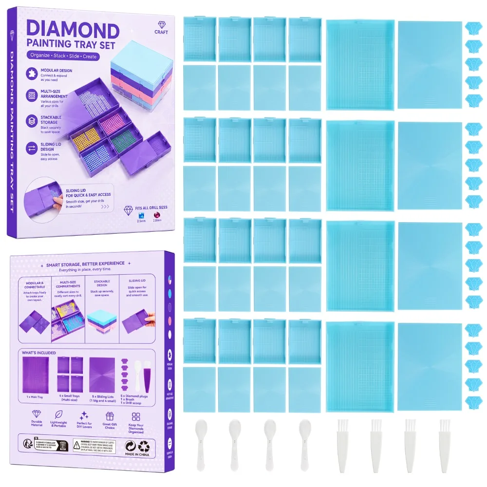Diamond Painting Tools Diamond Painting Tray Multi-grid Stackable Diamond Sorting Plate DIY Craft Multi-functional