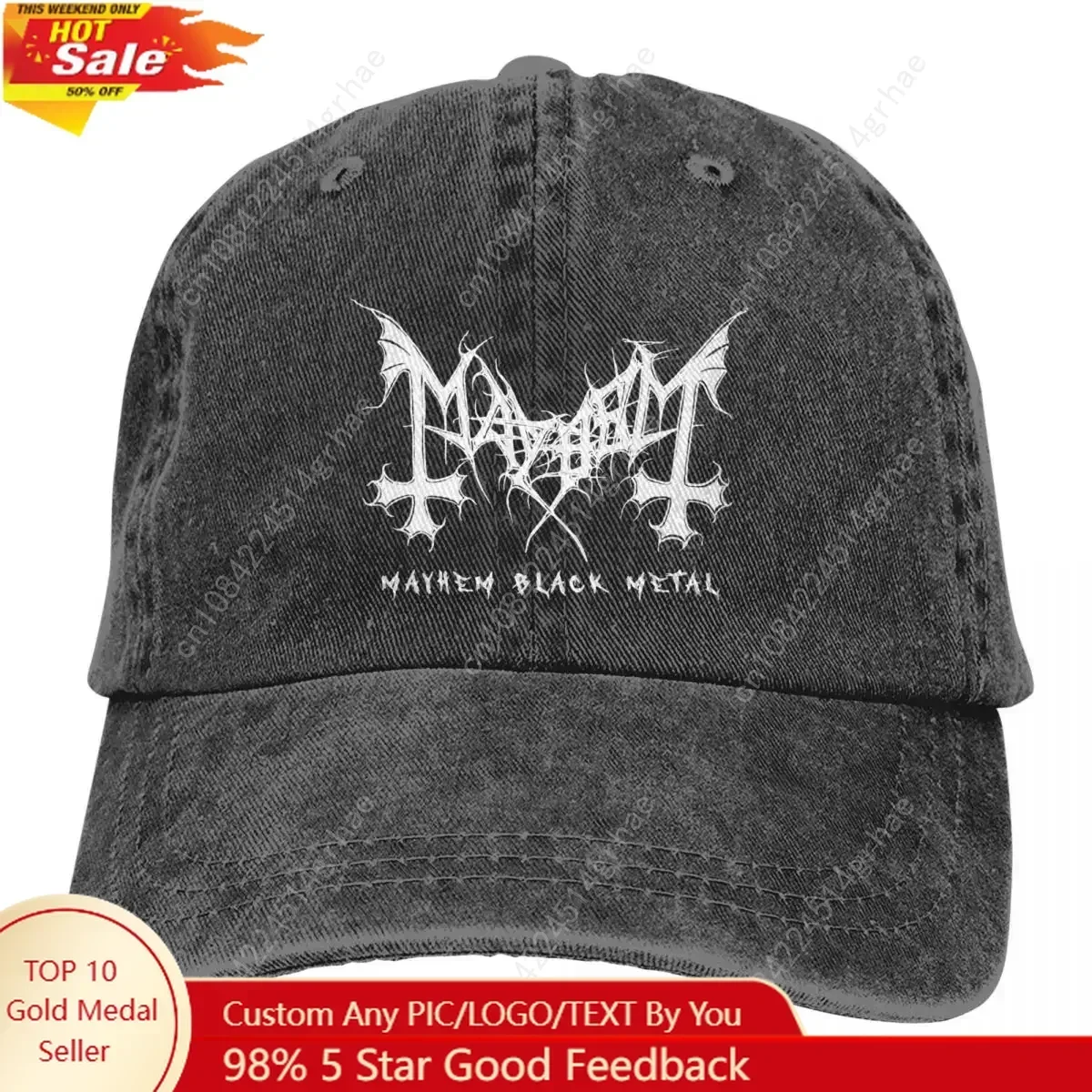 

Mayhem Black Metal Band Accessories Men Women Baseball Caps Distressed Denim Caps Hat Retro Outdoor Running Golf Headwear
