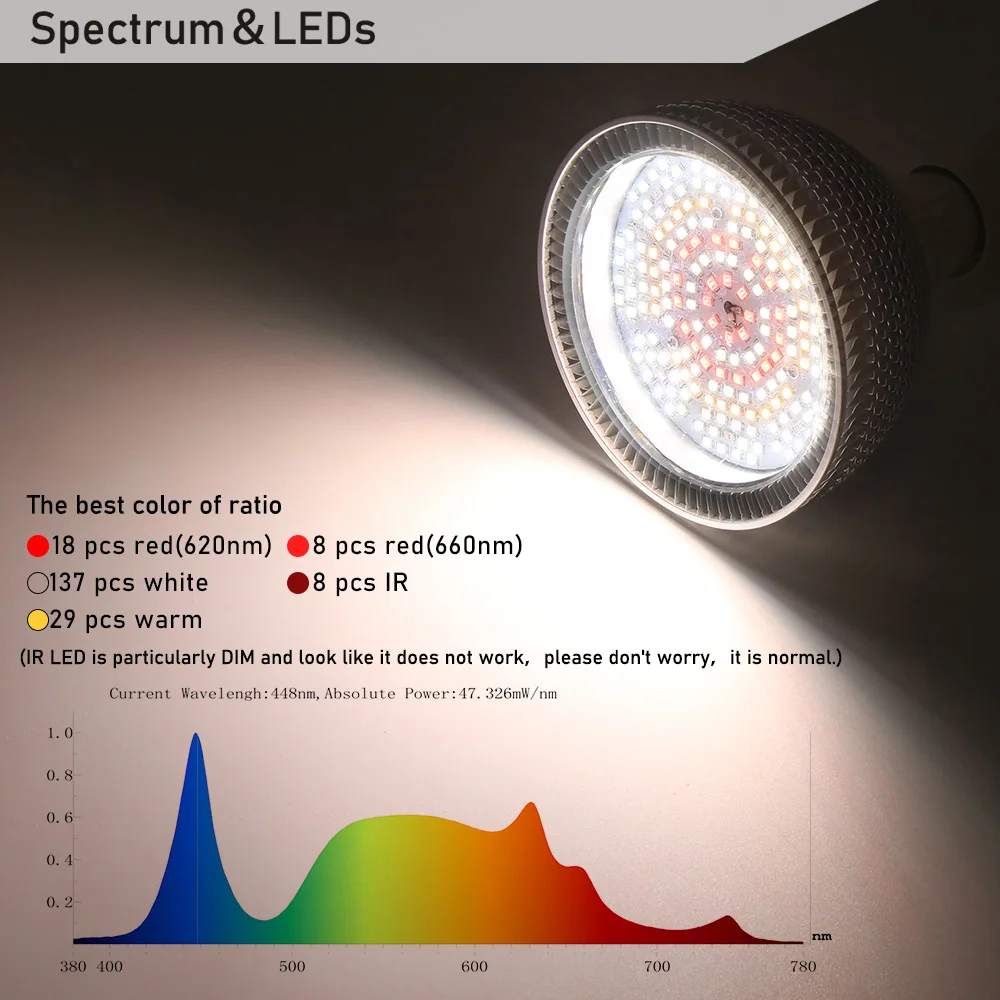 植物用のフルスペクトル植物ランプ,200個のLED,水耕栽培用の照明,花,種子,屋内水耕温室,150W