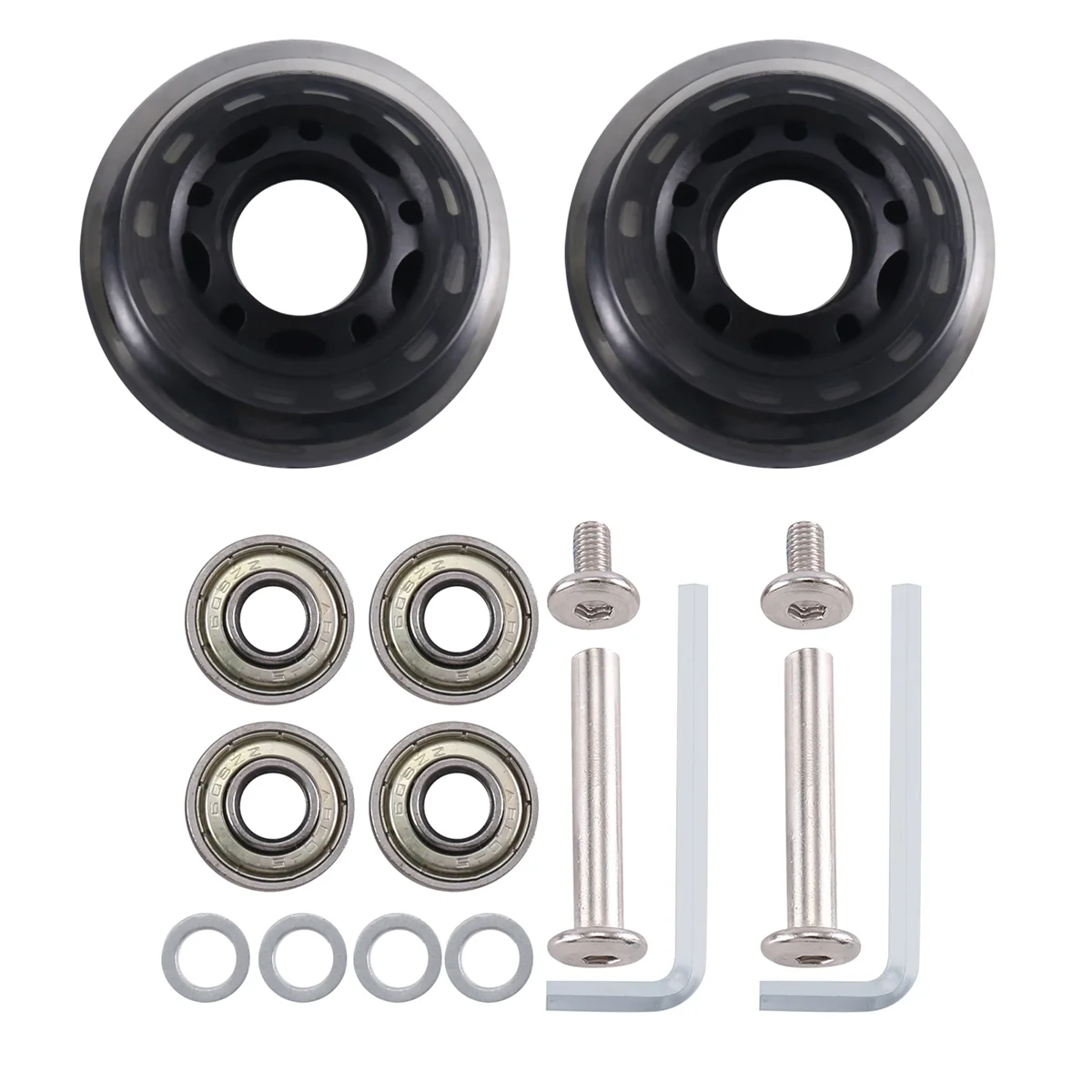 N89R 60Mmx18Mm Luggage Suitcase Replacement Wheels Axles Wrench Deluxe Repair with PU Wheels Carbon Steel Bearings