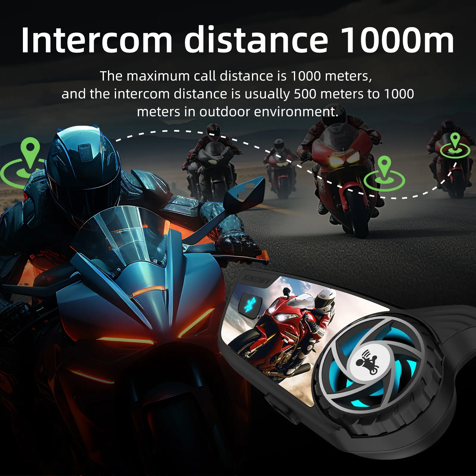 2024 New Model XiNOWY S8 PRO Motorcycle Helmet Bluetooth Headset 8 Riders Network Intercom 500-1000M  Communicator Interphone