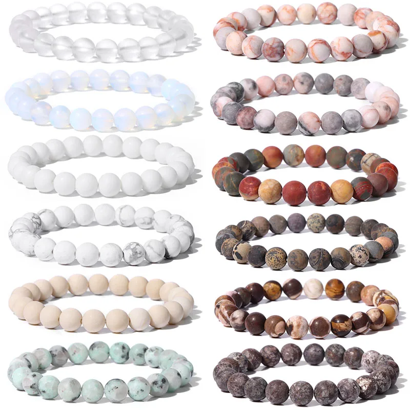 Handmade Natural Stone Bracelets Energy Yoga Onyx Agates Beads Bracelet Stretch Bracelet Bangles For Men Friendship Jewelry Gift