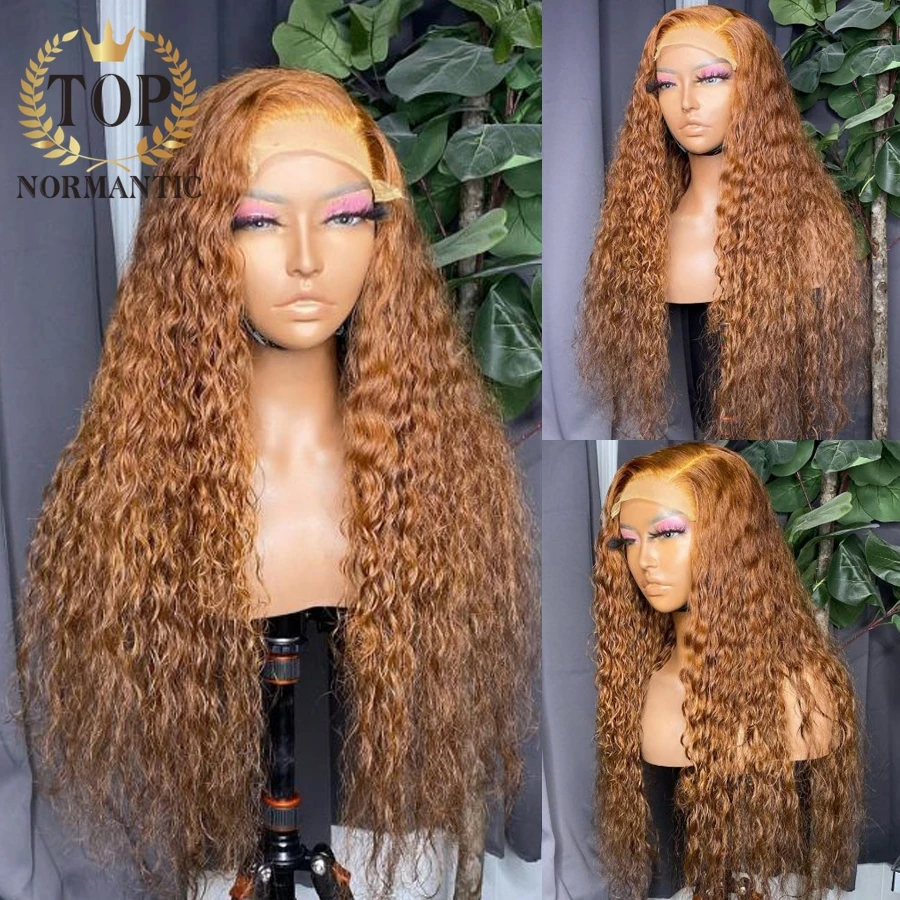 

Topnormantic Brown Color 13x6 Lace Front Wigs for Women Remy Indian Human Hair Water Wave Wig Preplucked Hairline