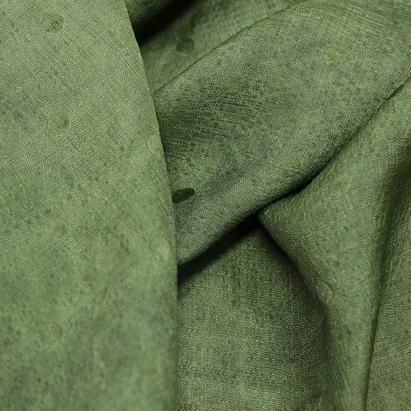 Natural silk tussah polka dot jacquard dirty dyeing art stir-fried color fabric nostalgic clothing designer