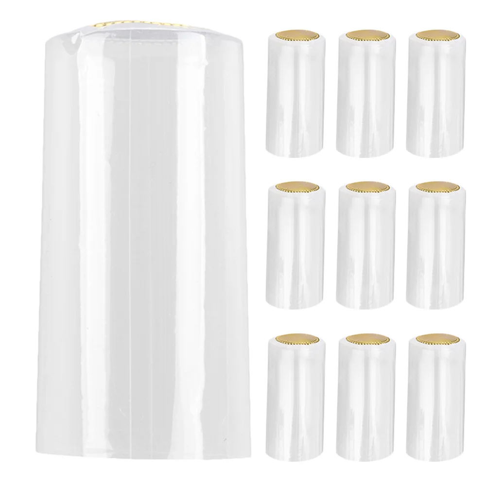 

200Pcs Wine Bottle Shrink Wrap Caps Transparent Plastic Heat Shrink Seals Wine Sealer for Bottles Flask Cap Bottle Sealer