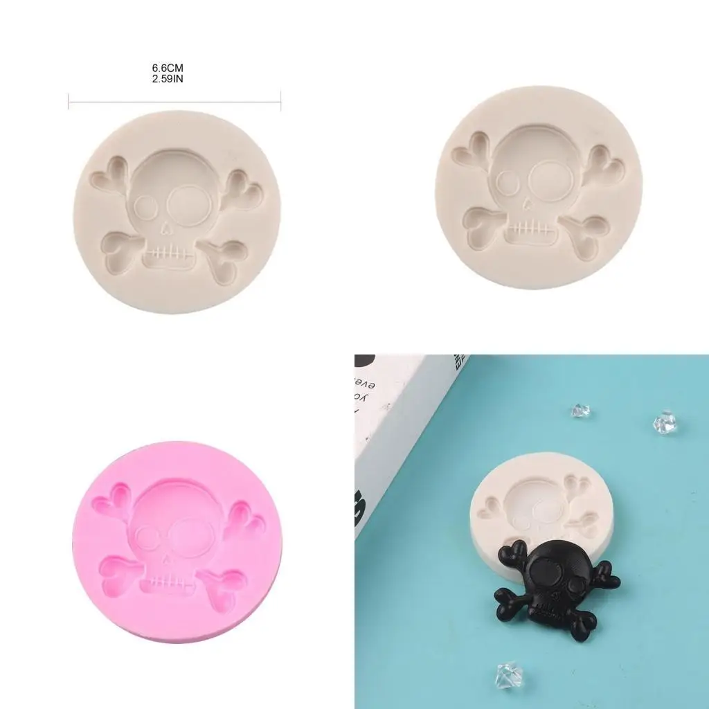 

E8BD Skeletons Cupcake Chocolate Mold Halloween Party Fondant Mold Baking Tool Women