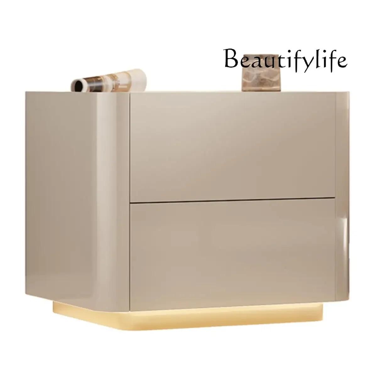 

44Italian minimalist light luxury square bedside table bedside light cabinet modern bedroom storage cabinet high-end