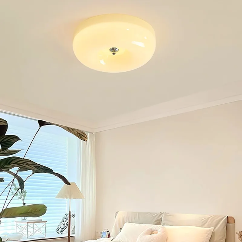 

Bauhaus LED Ceiling Lamp Simple cream glass pudding lamp Eye protection chandelier Nordic home décor lighting