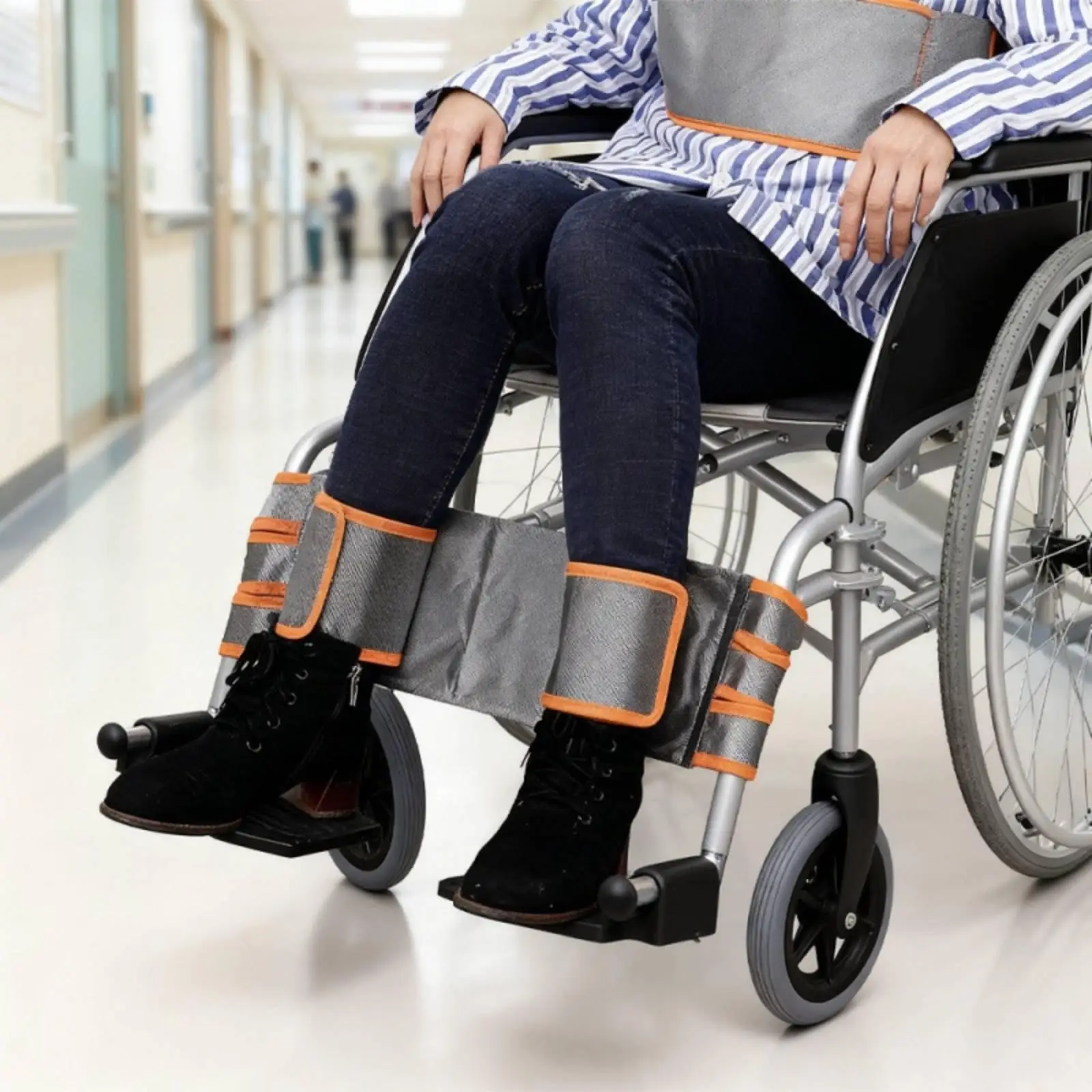 Foot Strap Closure Leg Belt Hook Loop Elderly Footrest Pad Anti-Cold Cover Shielded Footplate Protector