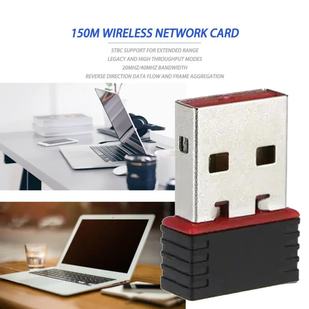 1pc Mini USB Wireless Wifi Adapter Dongle Receiver Network LAN Card PC 150Mbps USB 2.0 scheda di rete Wireless